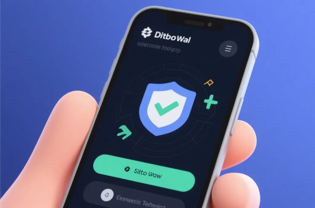 A smartphone displaying a secure digital crypto wallet app interface with a success checkmark, clean financial technology concept, 3d vector illustration